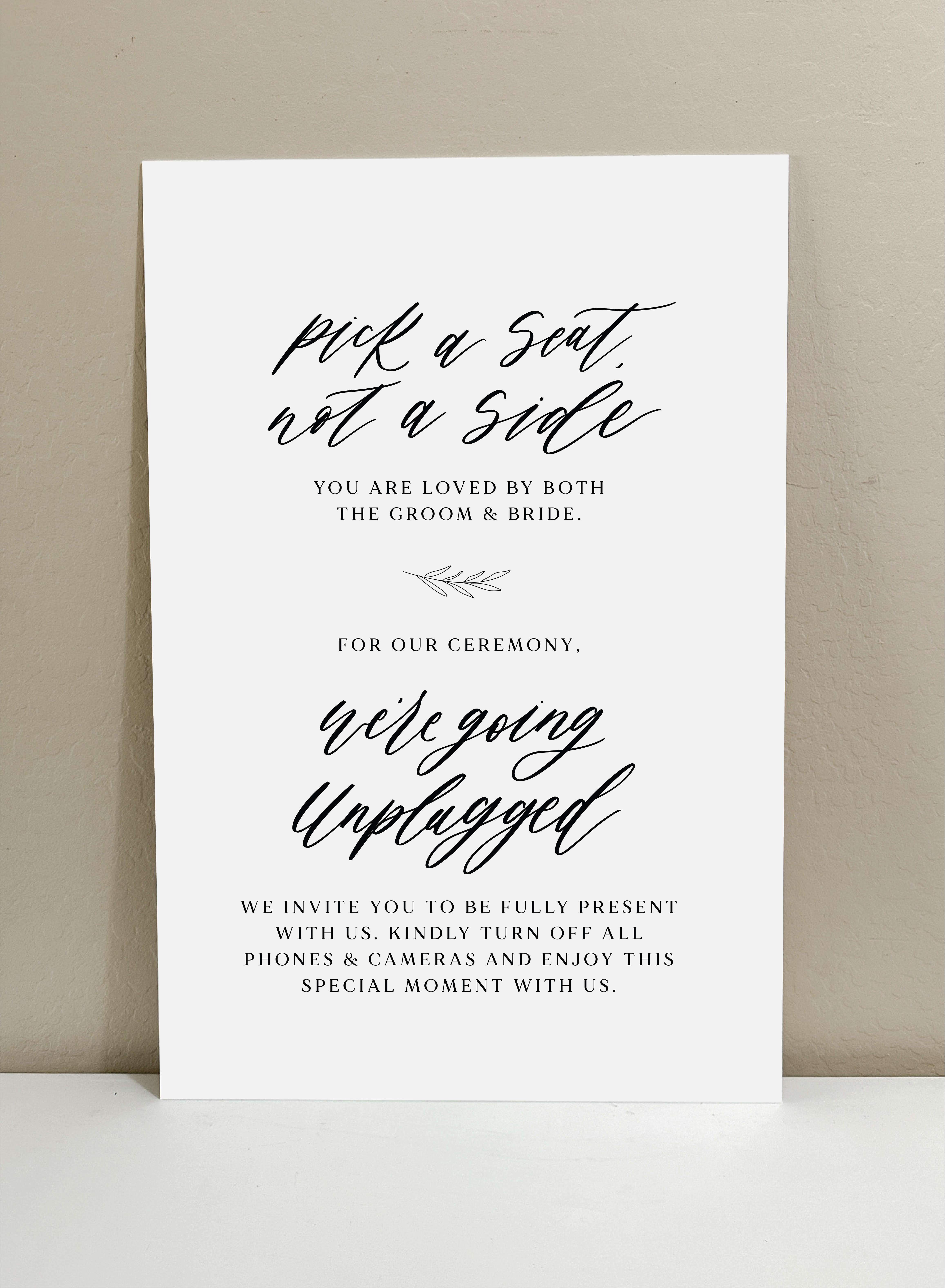 Pick a Seat & Unplug Sign